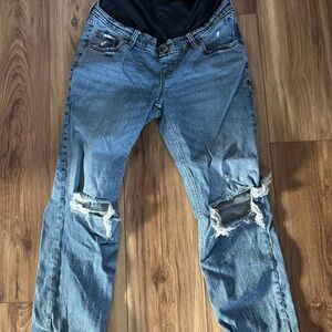 Maternity 27s Abercrombie & Fitch Light Blue Slim Straight Distressed Jeans